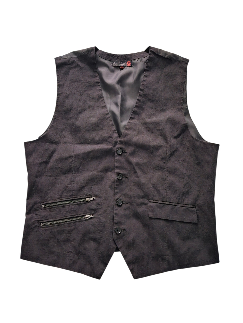 Men's Guess Black Suit Vest, XXL